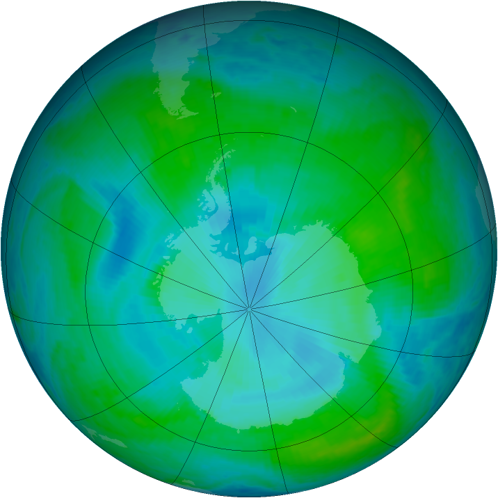 Antarctic ozone map for 17 January 2001